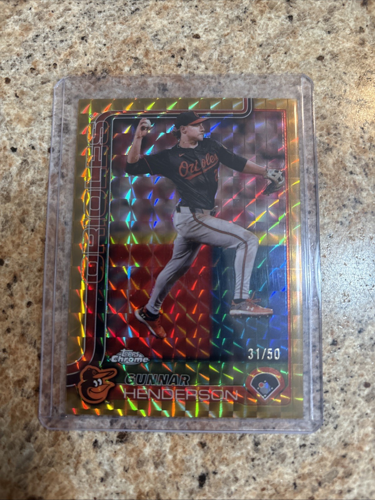2025 Topps Chrome Gunnar Henderson Gold Geometric Refractor /50 #213 Orioles
