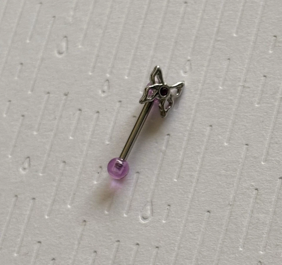 Butterfly Straight Eyebrow Micros Bar 16ga Bar Length 10mm - Image 1 of 1
