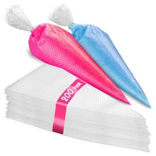 200 PCS Piping Bags 12 Inch Anti Burst Tipless Icing Frosting Decor Tool