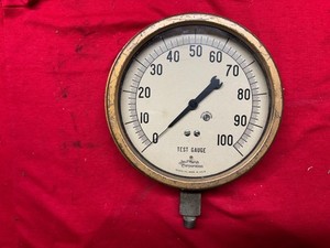 Large Vintage Jas. P. Marsh 0-100 PSI Pressure Gauge Bronze Housing Steampunk