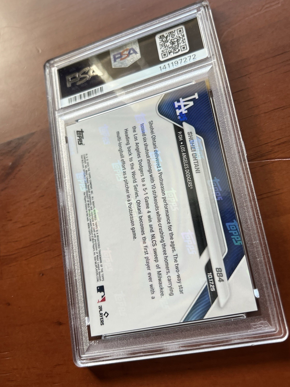 PSA 10 Shohei Ohtani #884 /253309 2025 Topps Now -10 Ks, 3 HR NLCS CHAMPS view 8