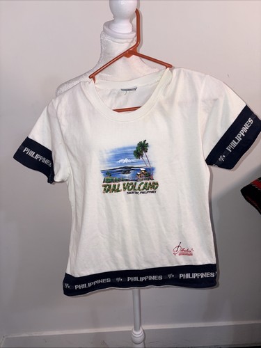 VINTAGE Mayon Volcano Men T-Shirt XL White Tagaytay Y2K City Philippines Small