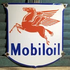 VINTAGE MOBILOIL PEGASUS MOTOR OIL 12” PORCELAIN GAS MOBIL SIGN