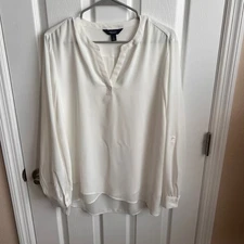 Simply Vera Vera Wang Womens Ivory Long Sleeve Blouse Size L
