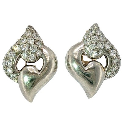 Vintage Bulgari Diamond Earrings 18K Yellow Gold Backs~1.4 ctw Circa 1980