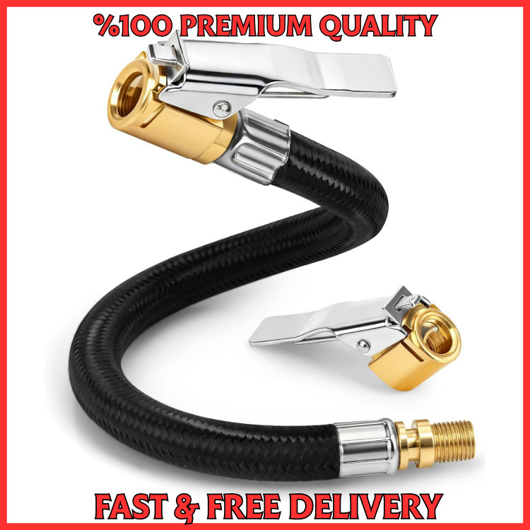 Upgraded 12" Tire Inflator Hose Adapter with Brass Locking Quick Chuck, High Pre