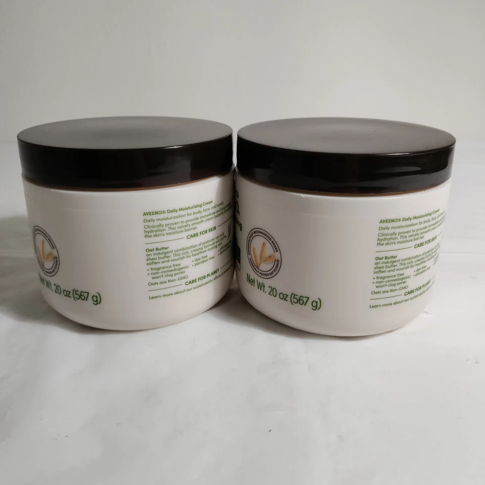 Dos (2) Crema Hidratante Diaria Aveeno con Avena Prebiótica y Manteca de Karité 20oz Nueva Foto 2 de 4