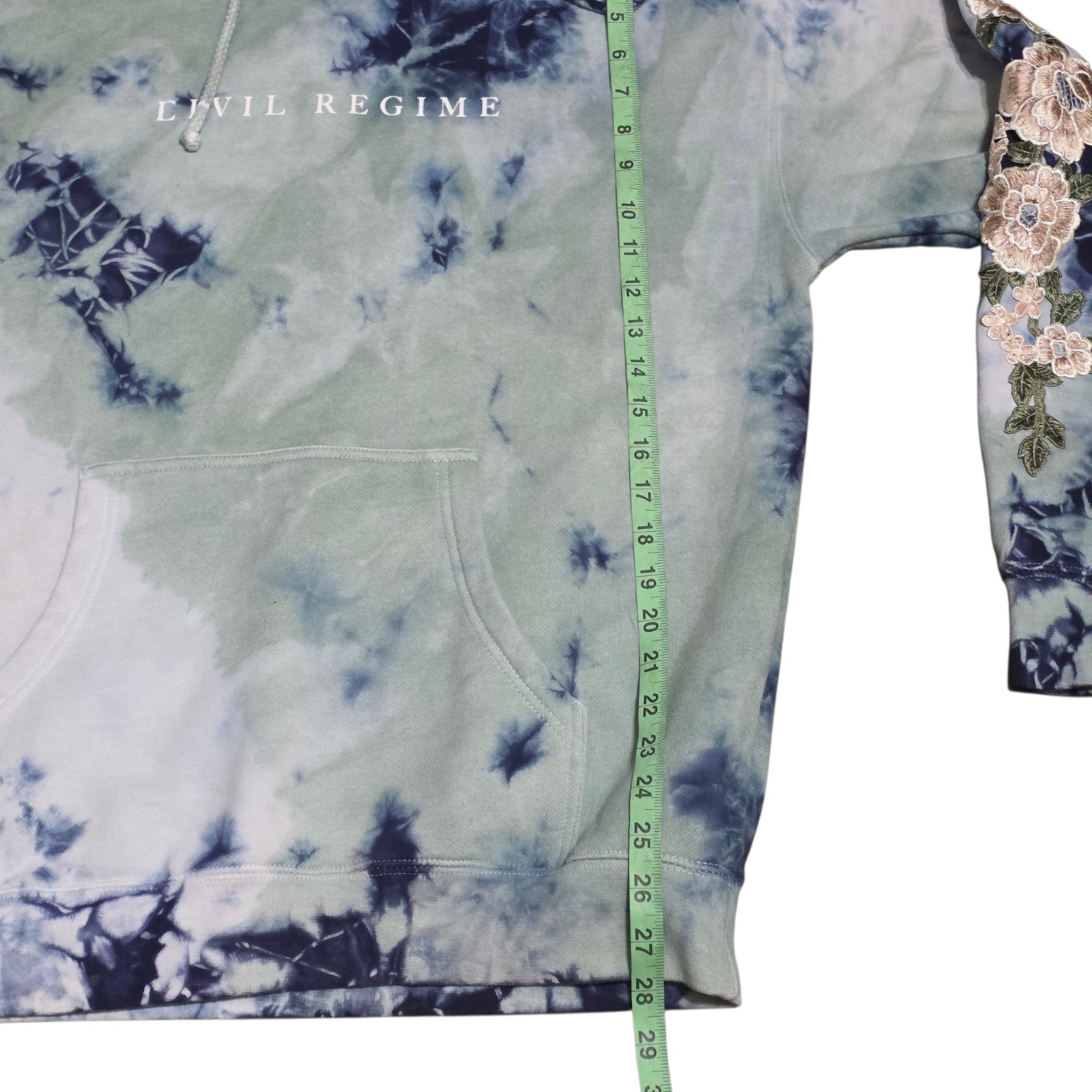 Civil Regime Men's/Unisex Tie Dye Embroidered Floral Hoodie Sz Medium Streetwear image 8