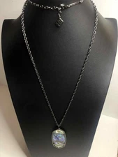 8390 Kendra Scott Gunmetal Rae Abalone Necklace pendant 32"
