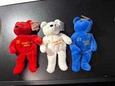 Salvinos Bamm Beanos Lot of 3 Baseball Plush Bear Beanie Babies