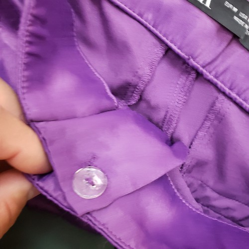 Zara Pants Womens Medium Purple Wide Leg Dress Trousers Satin Ladies 26x30 - Picture 6 of 12