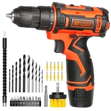 12v Drill Driver Set,Cordless Drill with Battery and Charger,LED Tools Kit,25+1