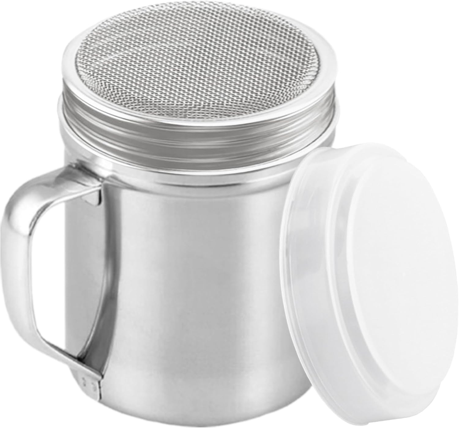 Powdered Sugar Shaker Duster - 10 Oz - Fine Mesh Dredge for Coffee Bar