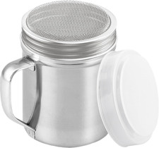 Powdered Sugar Shaker Duster - 10 Oz - Fine Mesh Dredge for Coffee Bar