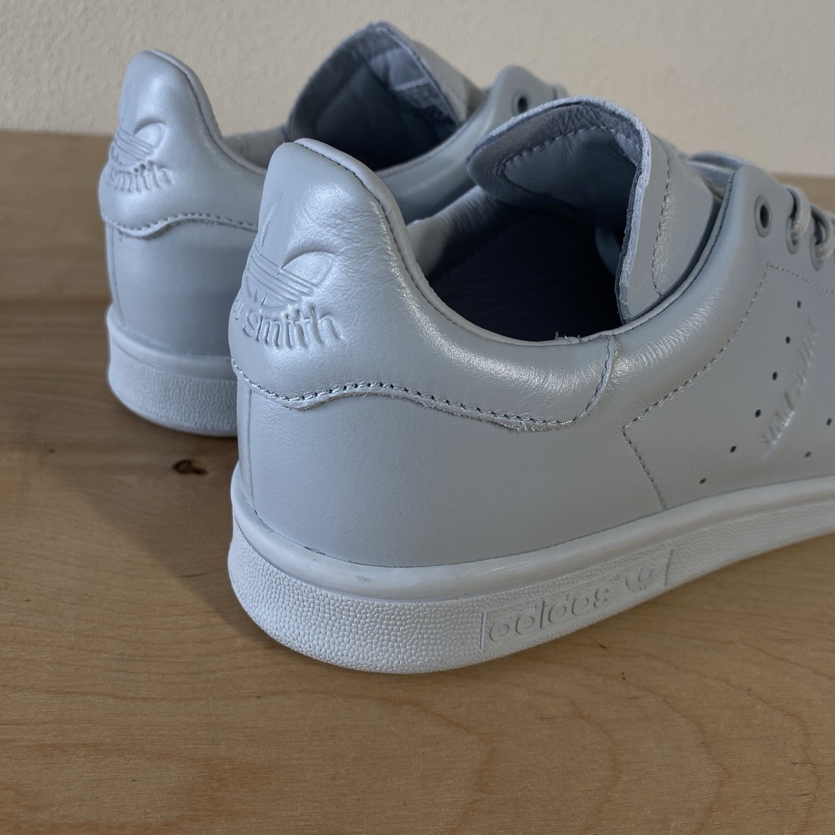 Adidas Stan Smith Lux Gray Leather Halo Blue - Size 9 | eBay