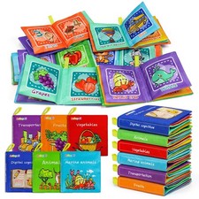 Soft Cloth Baby Books 6-Pack - Washable, Chewable, Non-Toxic, Early Educational