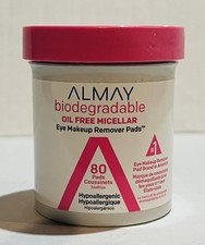 2 PACK Almay Biodegradable Oil Free Micellar Eye Makeup Remover Pads 80 ct U60F