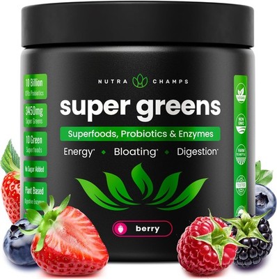 NutraChamps Super Greens Powder 20 Organic Veggies Wheat Grass