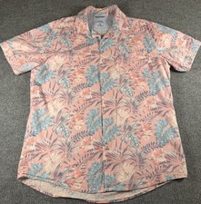 Men  s Izod Saltwater Relaxed Fit Short Sleeve Button Down Shirt Tropical Large