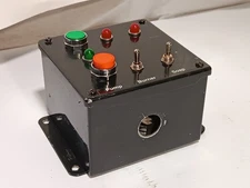 Hoffman nvent A606SC IP65 screw enclosure, IDEC pushbuttons, toggles, 6x6x4