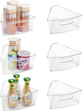 Oubonun Lazy Susan Organizers Set of 6, 10.2”X 9.4”X 4” Plastic Transparent Kitc