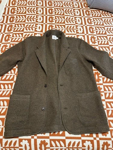 Flint and Tinder men's Boiled Wool Chore Blazer Jacket, Color Brown, Size Large image 5