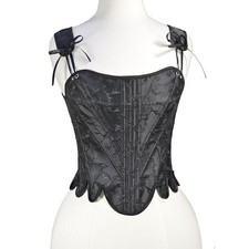 Women Renaissance Jacquard Corset Back Lace Up Boned Bodice Victorian Bustier