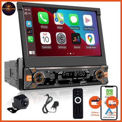 Autoradio 1DIN 7 Zoll Ausklappbar Wireless Bluetooth Apple CarPlay Android Auto