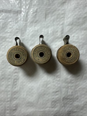GAYLORD BROS INC Lot if 3 Antique Vintage Wood Spools TRANSPARENT ADHESIVE TAPE