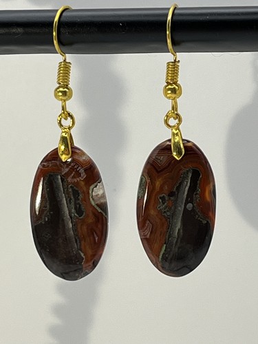 Faszinierende Ohrringe Jaspis/Achat Gold französischer Draht oval leicht! - Bild 2 von 8