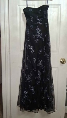 prom dress, 80's - 90's Vintage Zum Zum by Niki Livas, black with silver glitter