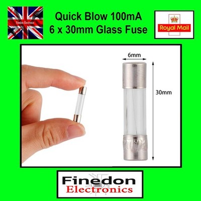 100mA Glasrohrsicherung 6x30mm Quick Blow 0,1A Auto LKW Van Boot Ausrüstung 