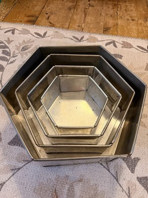 4x Vintage Stapelbar Sechseckig Kuchen Laib Backen Kochen Formen
