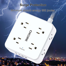 Surge Protector Power Strip - 10 Ft Braided Extension Cord with 8 Outlets wi...