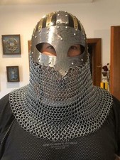 Medieval Viking Helmet Chain Mail Steel & Brass Viking Warrior Helmet