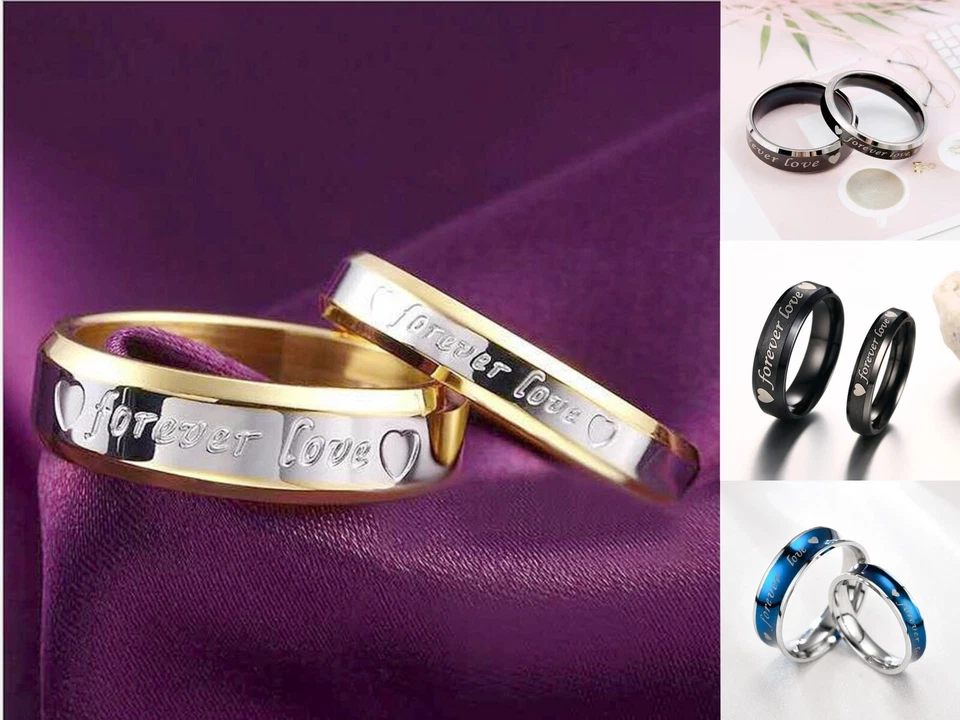 Anillo de compromiso de boda de acero inoxidable Forever Love 316L para pareja de Estados Unidos para hombre/mujer Foto 2 de 4
