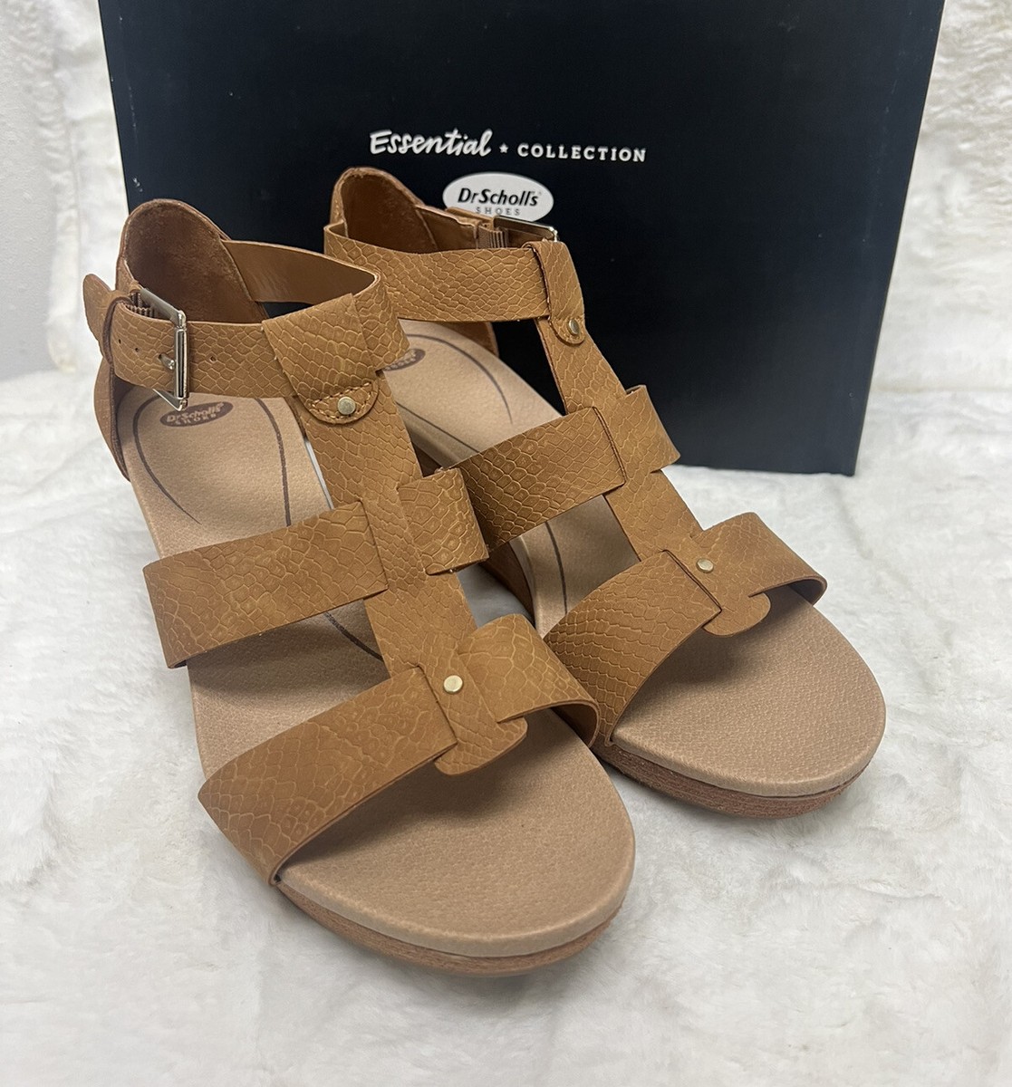 Scholl's Barton Wedge Sandals Women's Size Tan NEW