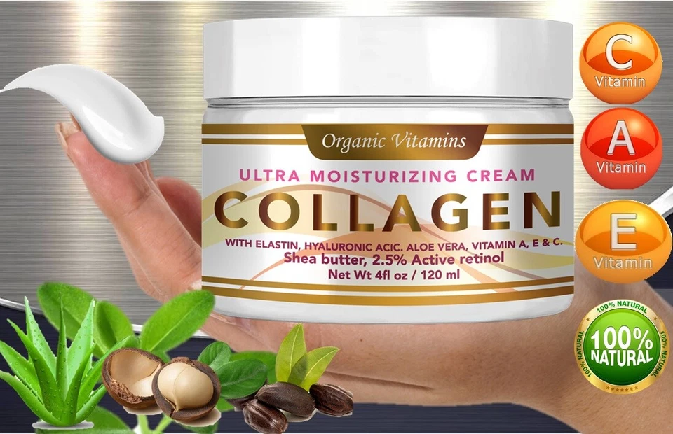 COLLAGEN Day/Night CREAM Skin Moisturizer Rejunivating Anti Aging 4oz Jar Organi - Image 2 of 4