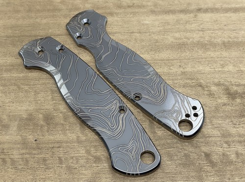 Black TOPO Engraved Titanium scales for Spyderco Paramilitary 2 PM2 - Picture 3 of 4
