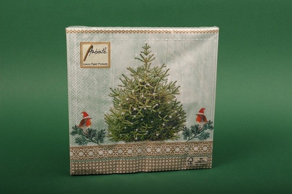 "Servietten \"Little Robins\" Ambiente Studio Papierservietten 33X33 Weihnachten"-image