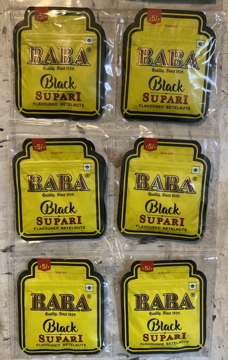 baba 120 tobacco pouch Baba Black Supari Mouth Freshener Flavored Betelnuts (pack of 12)