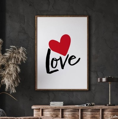 LOVE Print, Love Poster, Red and Black, Love Sign, Typography Wall Art, Gallery