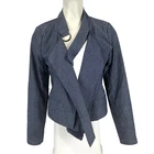Cooper St Jacket Blue Size 12 Linen Blend Waterfall Open Front Buckle Detail