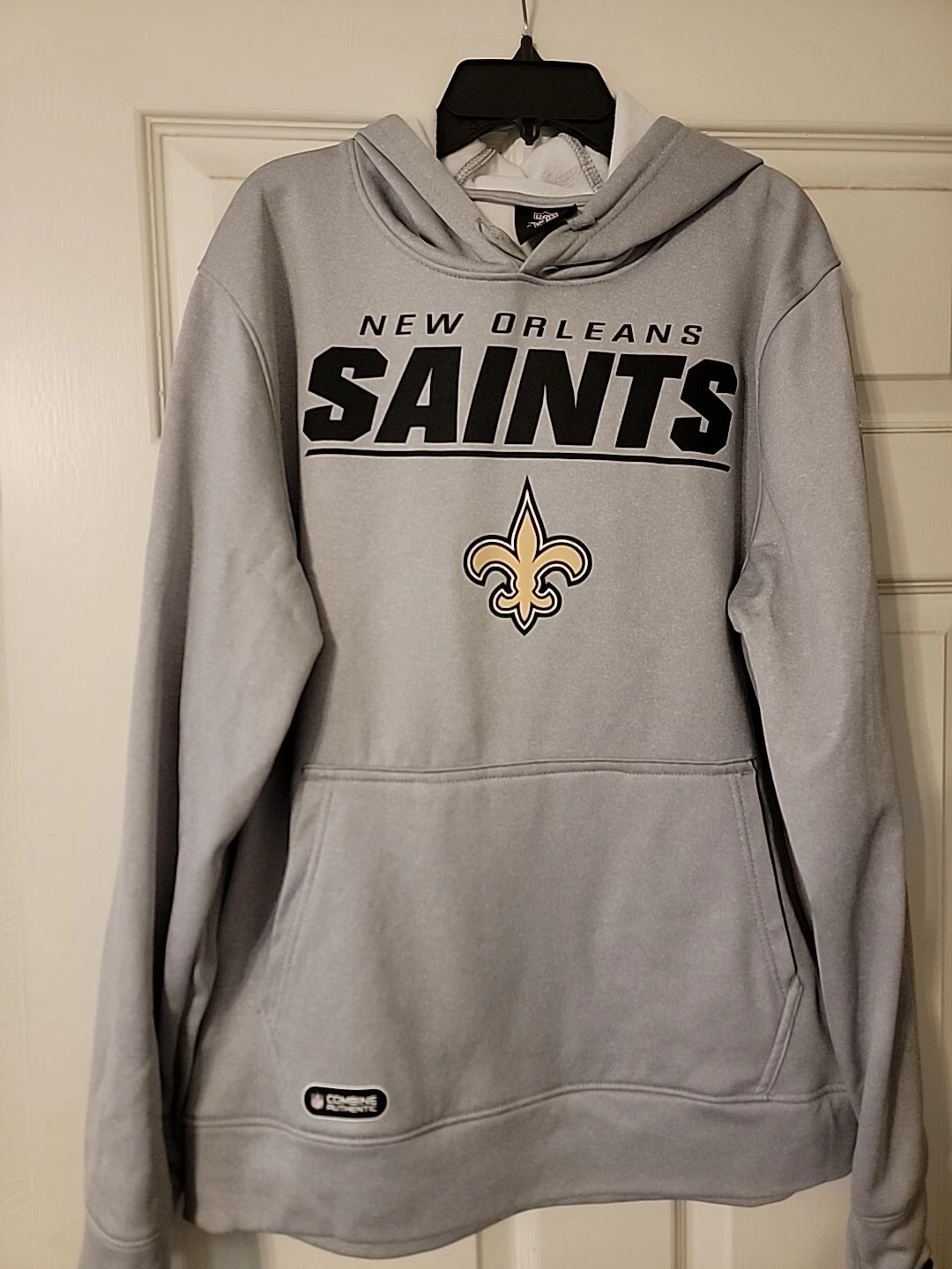 VETEMENTS Felpa con cappuccio New Orleans Saints Medium nuova con etichetta di New Era NFL Team Apparel BELLO sconto