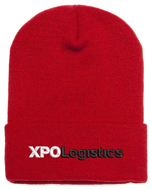 XPO Logistics Embroidered Beanie Winter Hat With or Without Cuff Red Black