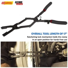 Long Reach Hose Clamp Pliers Ratcheting Lock Mechanism Removing/ Installing Tool