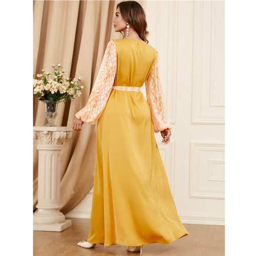 Muslim Floral Kaftan Islamic Women Maxi Dress Ramadan Dubai Caftan Moroccan Gown - Picture 44 of 216