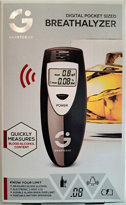 Breathalyzer Alcohol Tester, Smartgear Digital Pocket Size New Open Box