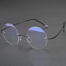Rimless Round Titanium Frame Reading Glasses Retro Unisex Readers Eyeglasses