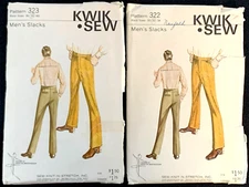 2 Stretch Knit 1971 Kwik-Sew Patterns Men's Slacks Waist Size 30-32-34-36-38-40"